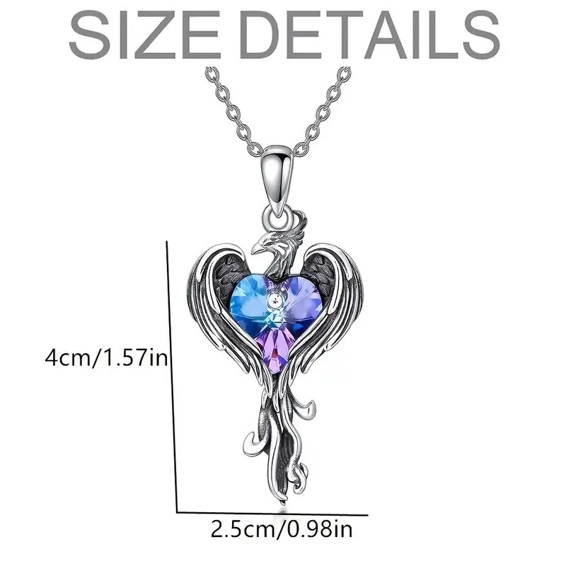 Rainbow Mystical Fire Topaz 925 Sterling Silver Charms Phoenix Pendant Necklace