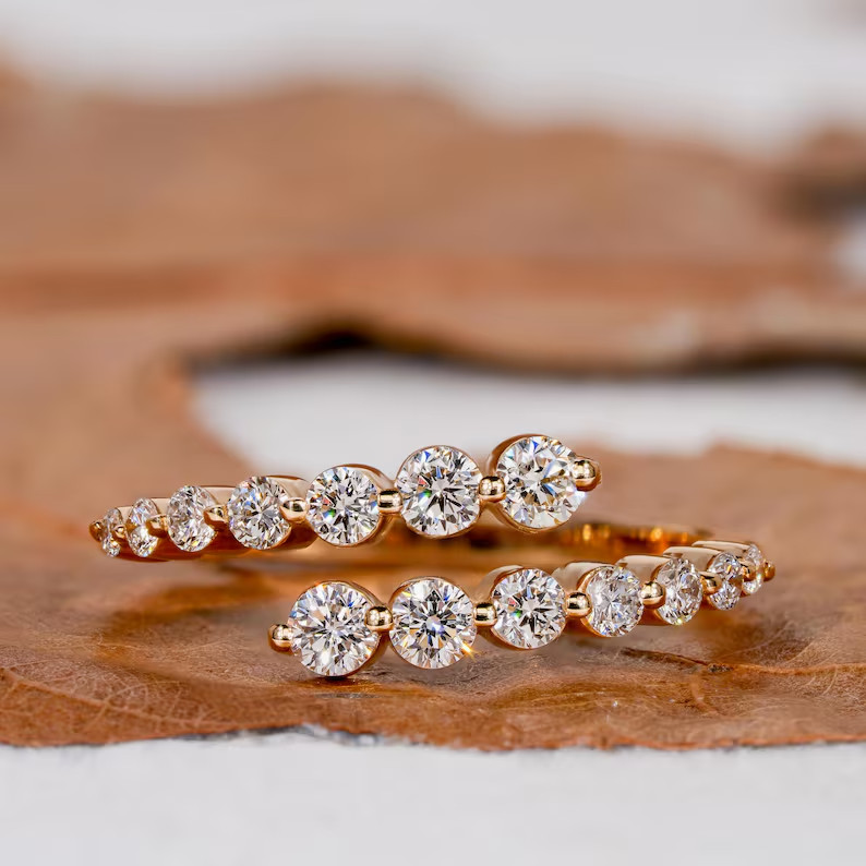 2 Ct Round Cut Simulated Diamond Women’s Bypass Band Ring 14k Yellow Gold Over