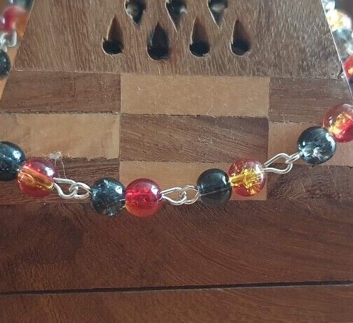 Silver Plated And Glass∞Crackle Bead Bracelet∞Anklet∞5 Colour Choices∞Adjustable