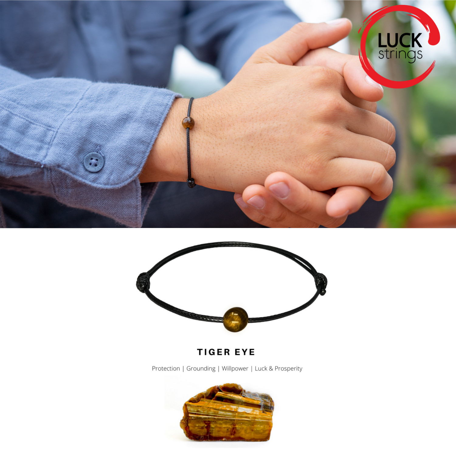 Premium Tiger’s Eye Bracelet – Adjustable, Healing & Protection, Unisex Gift