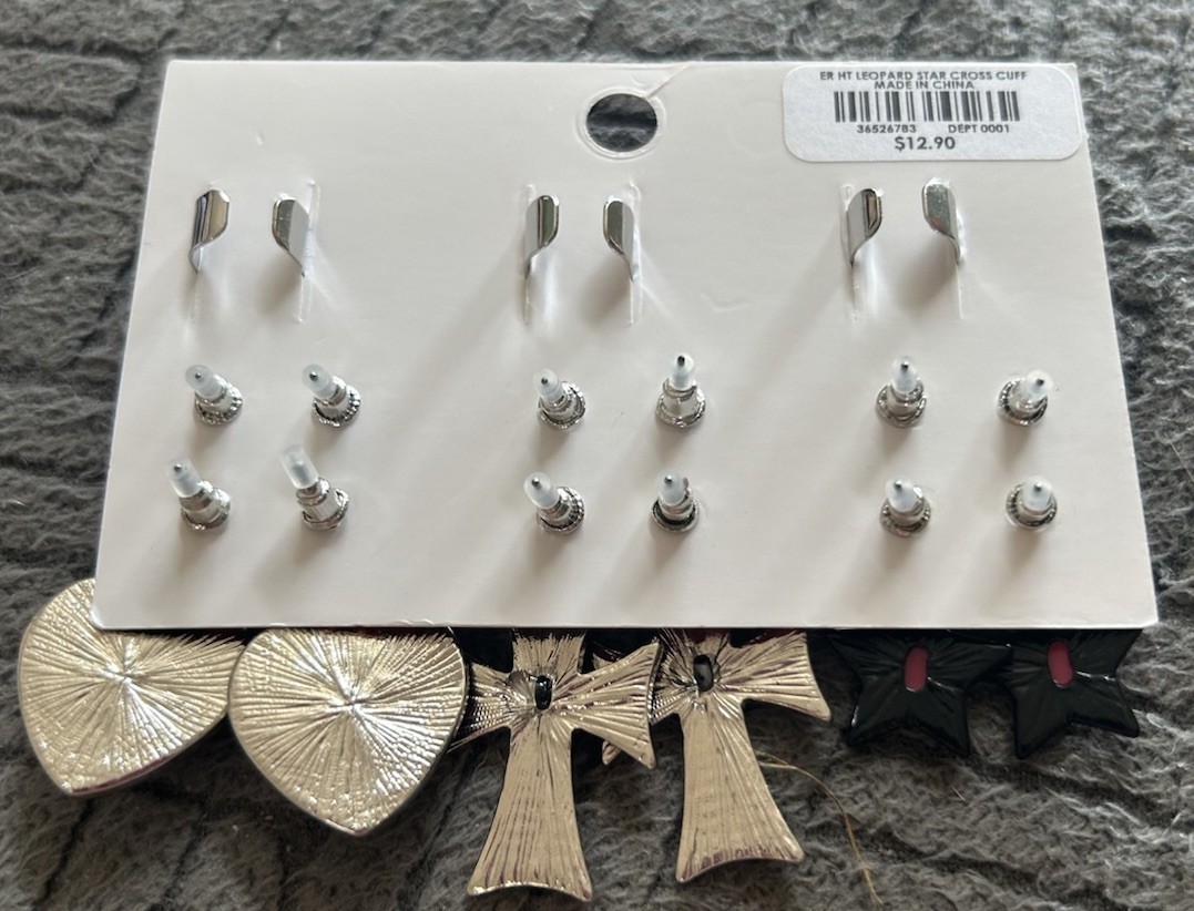 Hot Topic Leopard Star Cross Cuff Earring Set