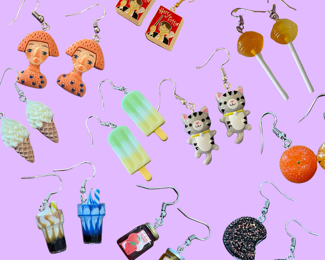10 Pairs Assorted Dangle Earrings – Cute Fun Random Lot – Animal, Candy, Novelty