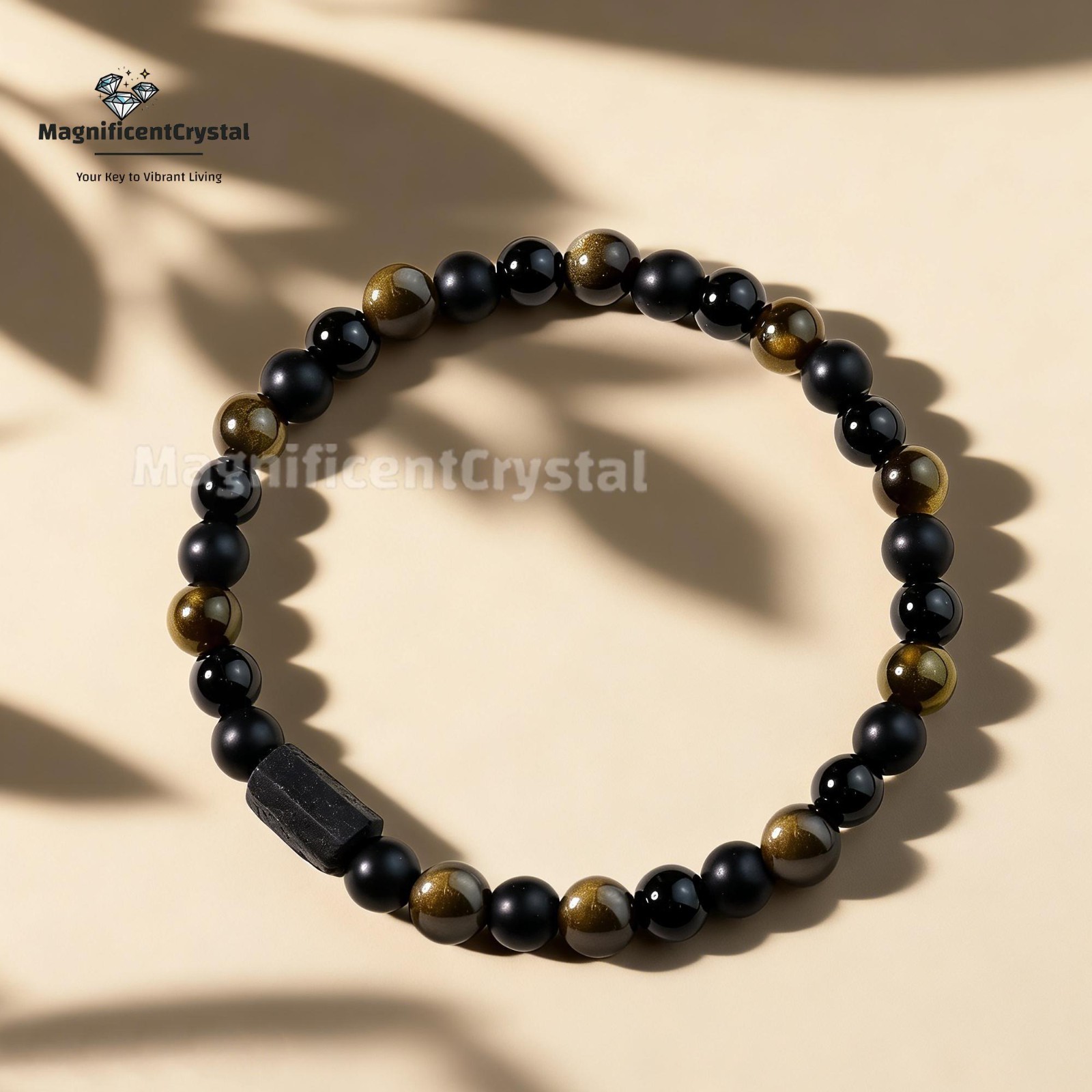AAA+ Ultimate Protection Bracelet Black Tourmaline Onyx Obsidian Shungite Bar