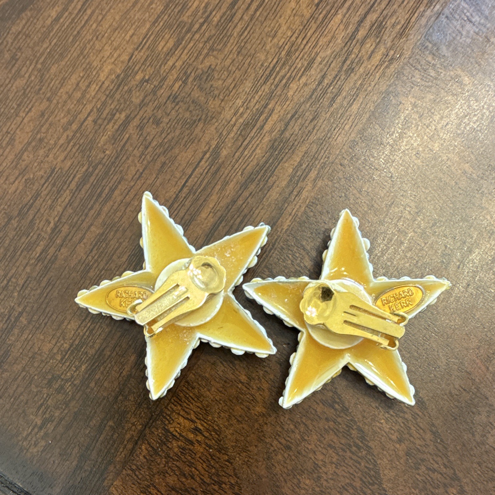 Lot of Vintage Richard Kerr Signed Starfish Clip-On Earrings Crystal Rhinestone