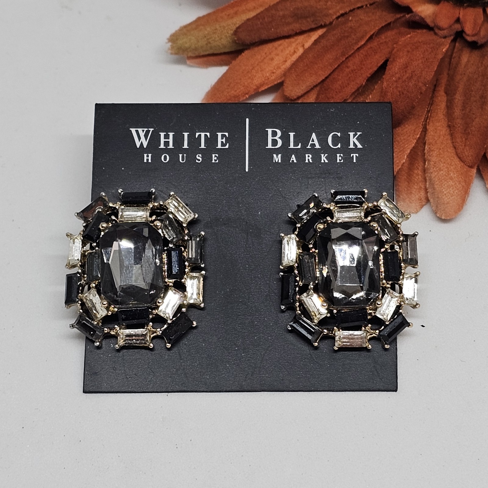 NWT White House Black Market WHBM Rhinestone Crystal Earrings Statement Jewelry