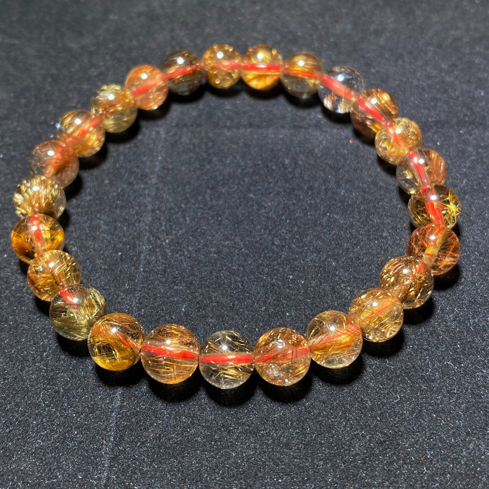 7.8mm Natural Red Copper Quartz Crystal Beads Bracelet B1795