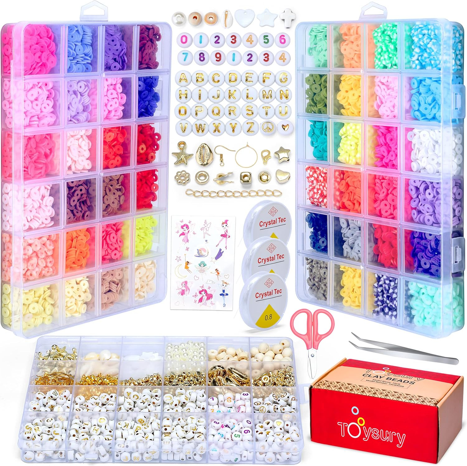 10800 PCS Clay beads Bracelet kit – 48 Color DIY Jewelry Making Supplies