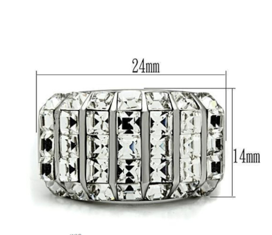 Women’s Cluster Ring Sparkling Crystals Stainless Steel Sz 5 6 7 8 9 10