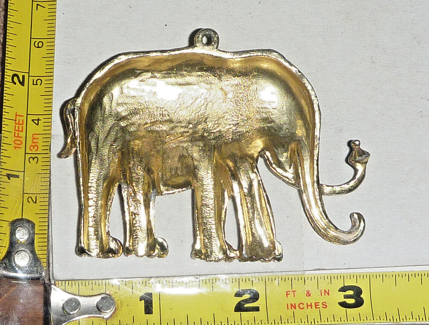 Vtg Tusk Up ELEPHANT Pendant – Silver-Tone Alloy ~3″L x 2″W