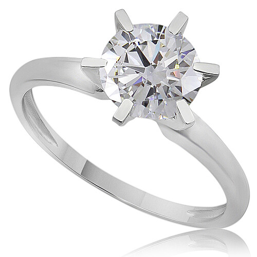 2.10 Ct Round Solitaire Engagement Wedding Ring in Solid 14k White Gold