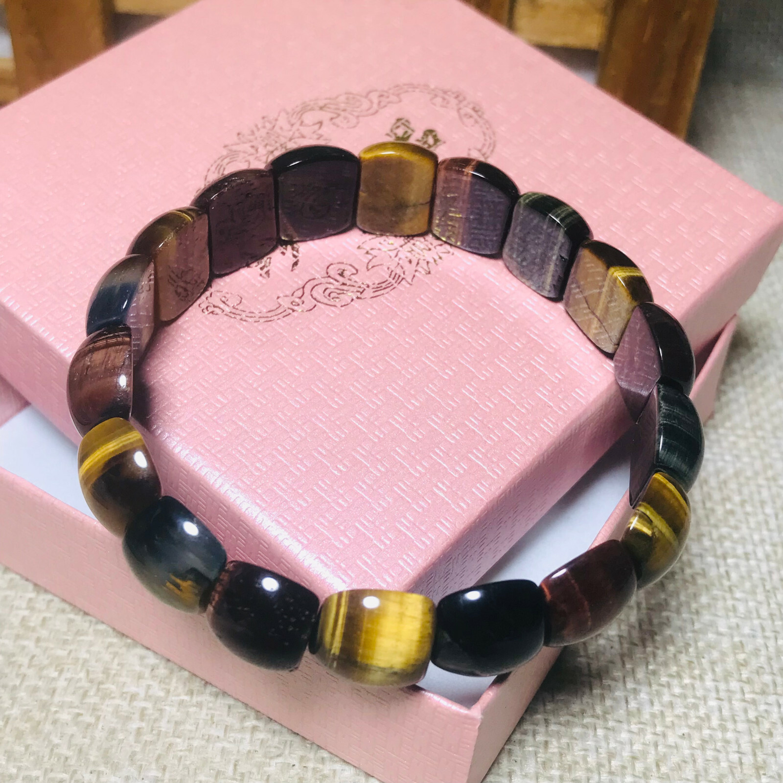 1PCS Natural Multicolor tiger eye Stone square Beads fit Yoga bracelet