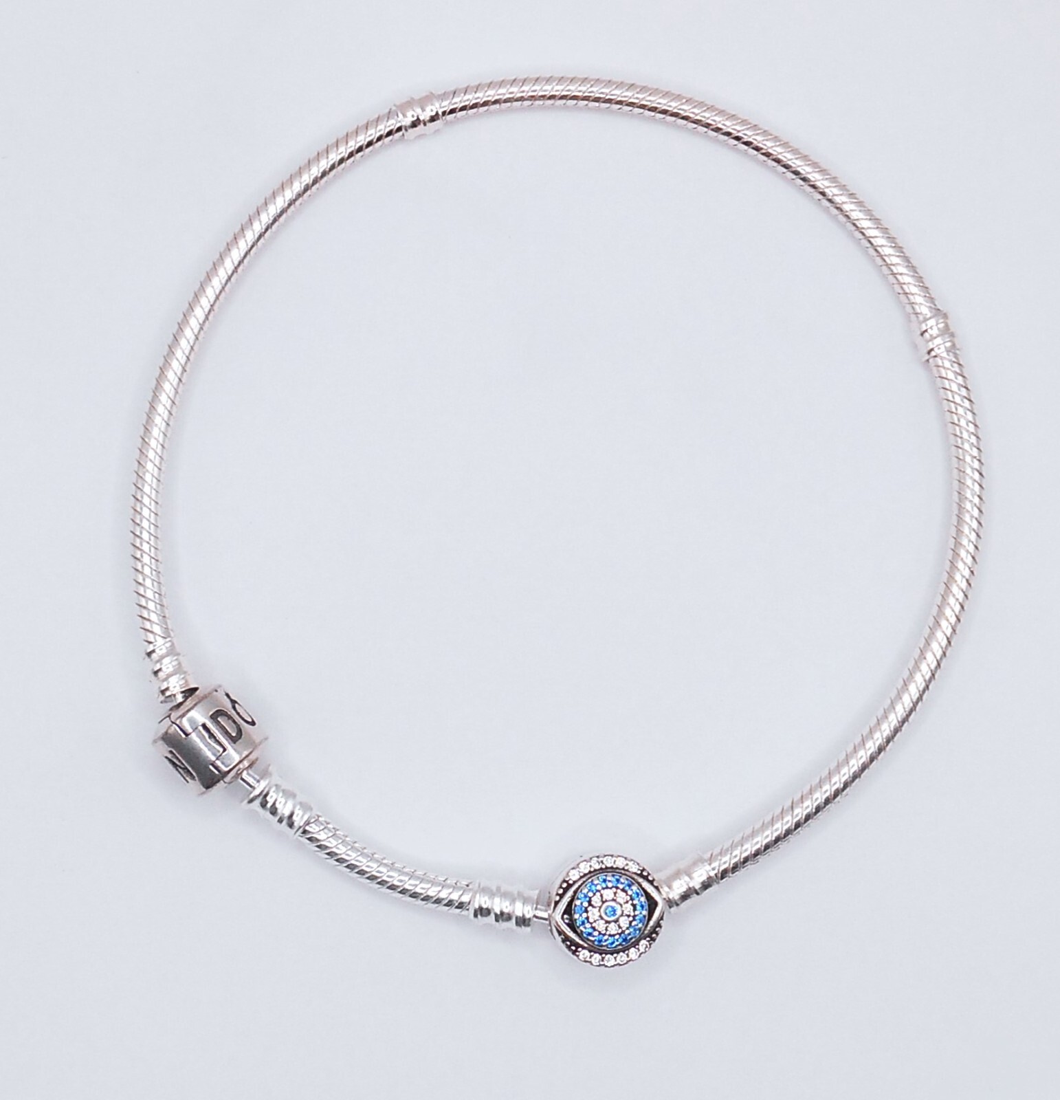 UNIVERSAL EXTENDER FOR CHARM BRACELET BLUE PAVED ZIRCON EVIL EYE CLASP 3.5CM