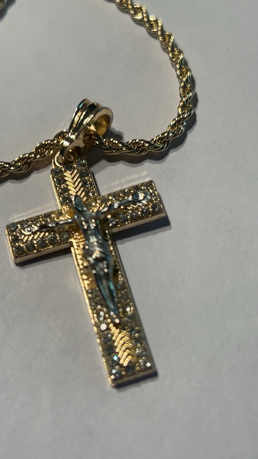 Gold Plated Stainless Steel Jesus Cross Crucifix Pendant