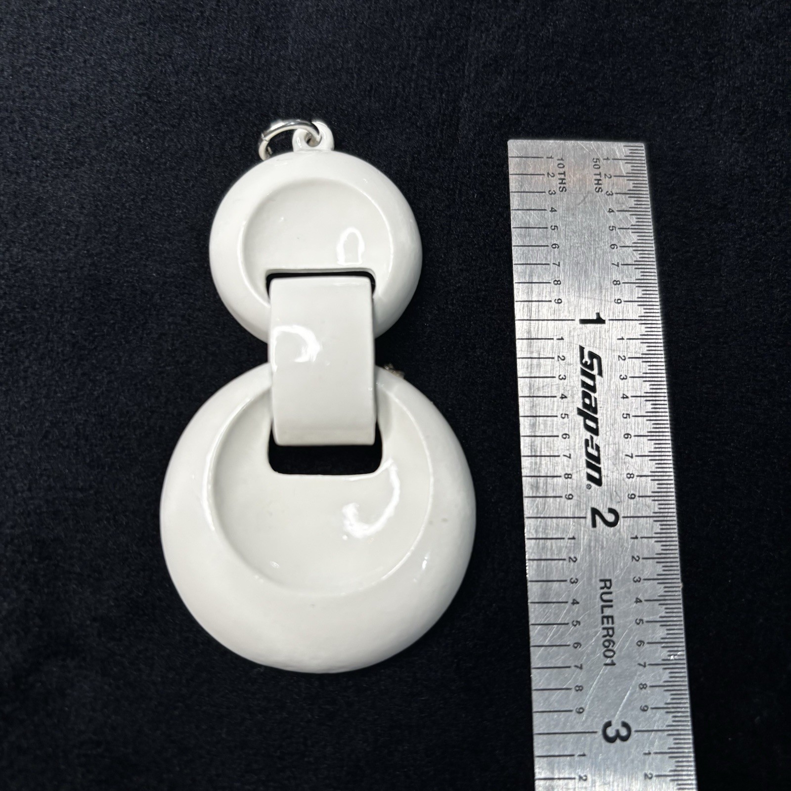 Signed Lisner White Enamel Mod Geometric Pendant Retro Statement Charm