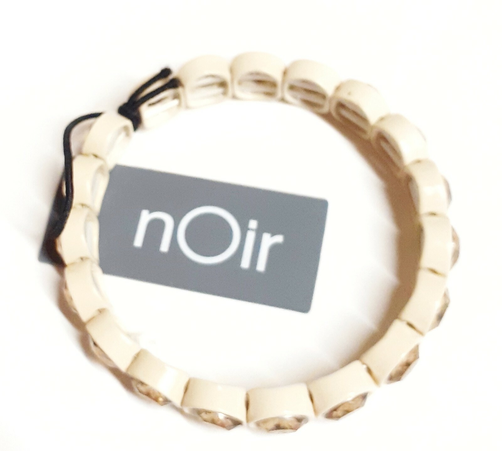 Noir Jewelry Colorful Crystal Brulee Stretch Bracelet Ivory Gold One Size NWT