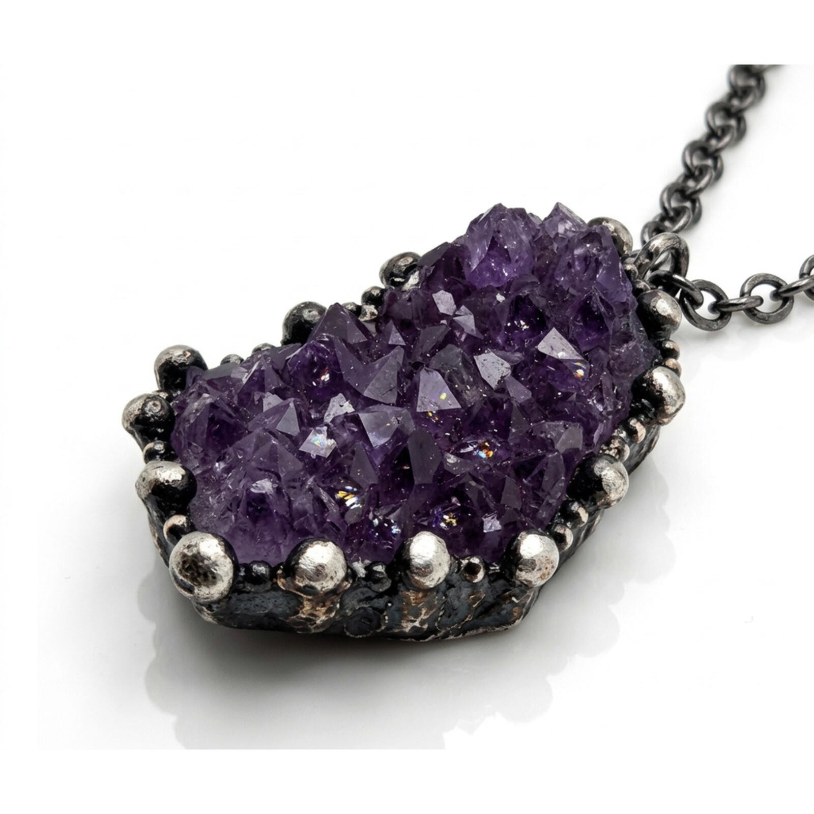 Genuine Amethyst Geode Necklace