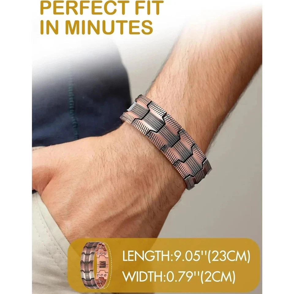 3X Ultra Strength Magnetic Copper Bracelet Vintage Copper Men’s Therapy Energy