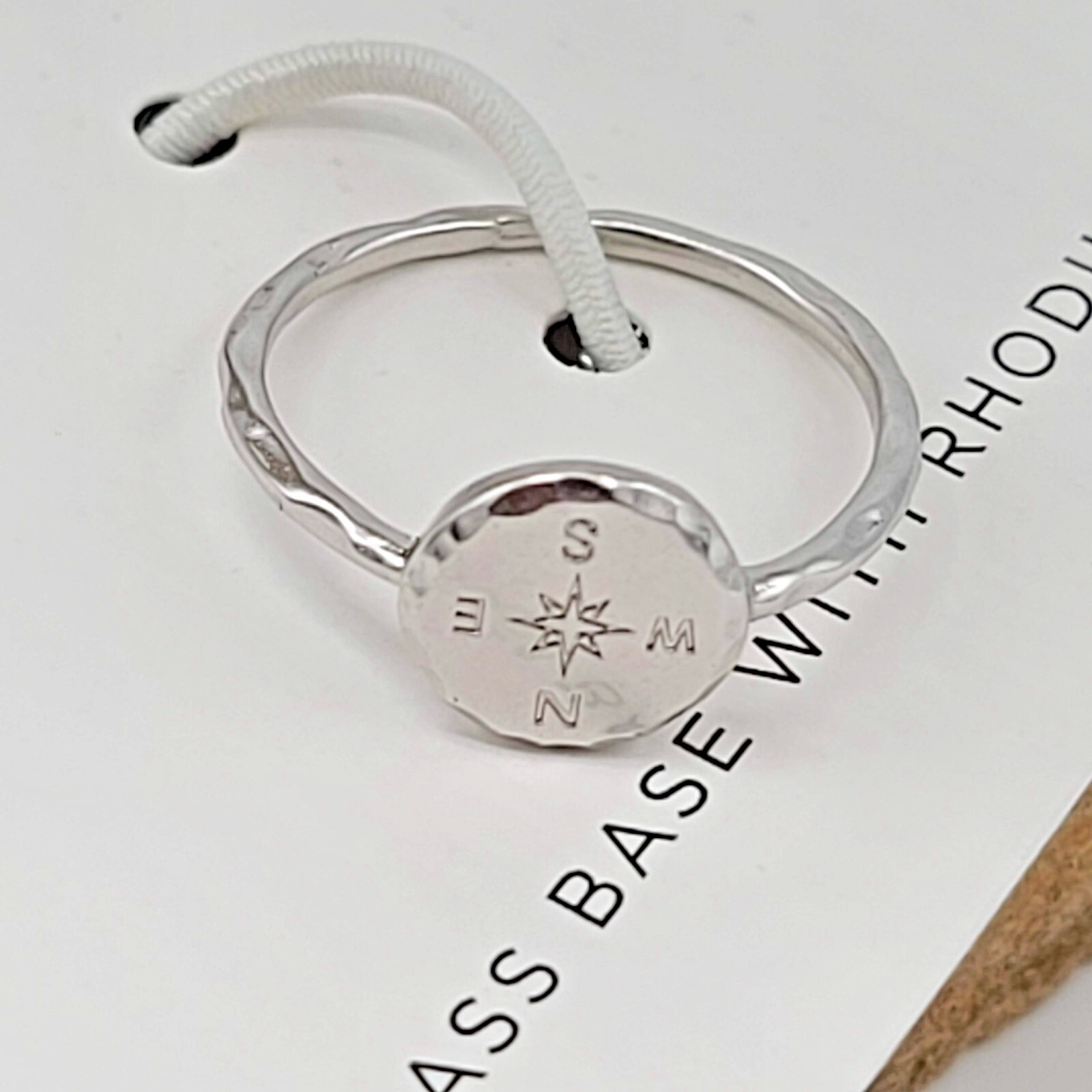 Pura Vida Compass Coin Ring – Silver Signet Style with Etched Compass Symbol