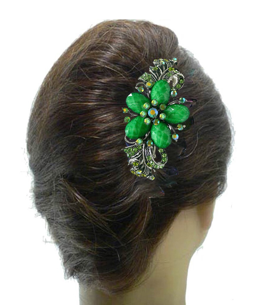 Set of 6 6 Count jcgy Combo 4 Styles Large Crystal Thick Hair Barrettes 0052/7-6