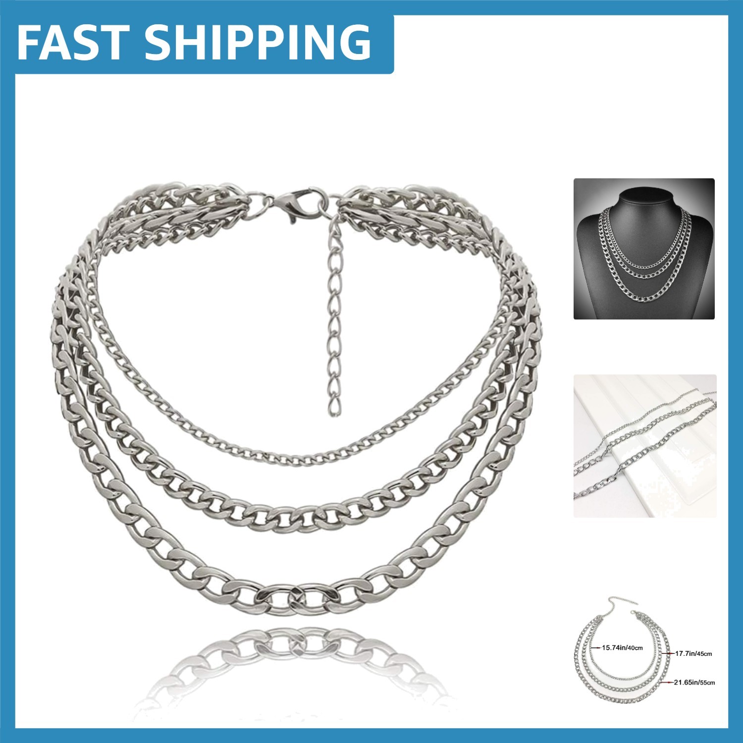 Polished Silver Chunky Statement Necklace: Handmade Beauty for All Occasions