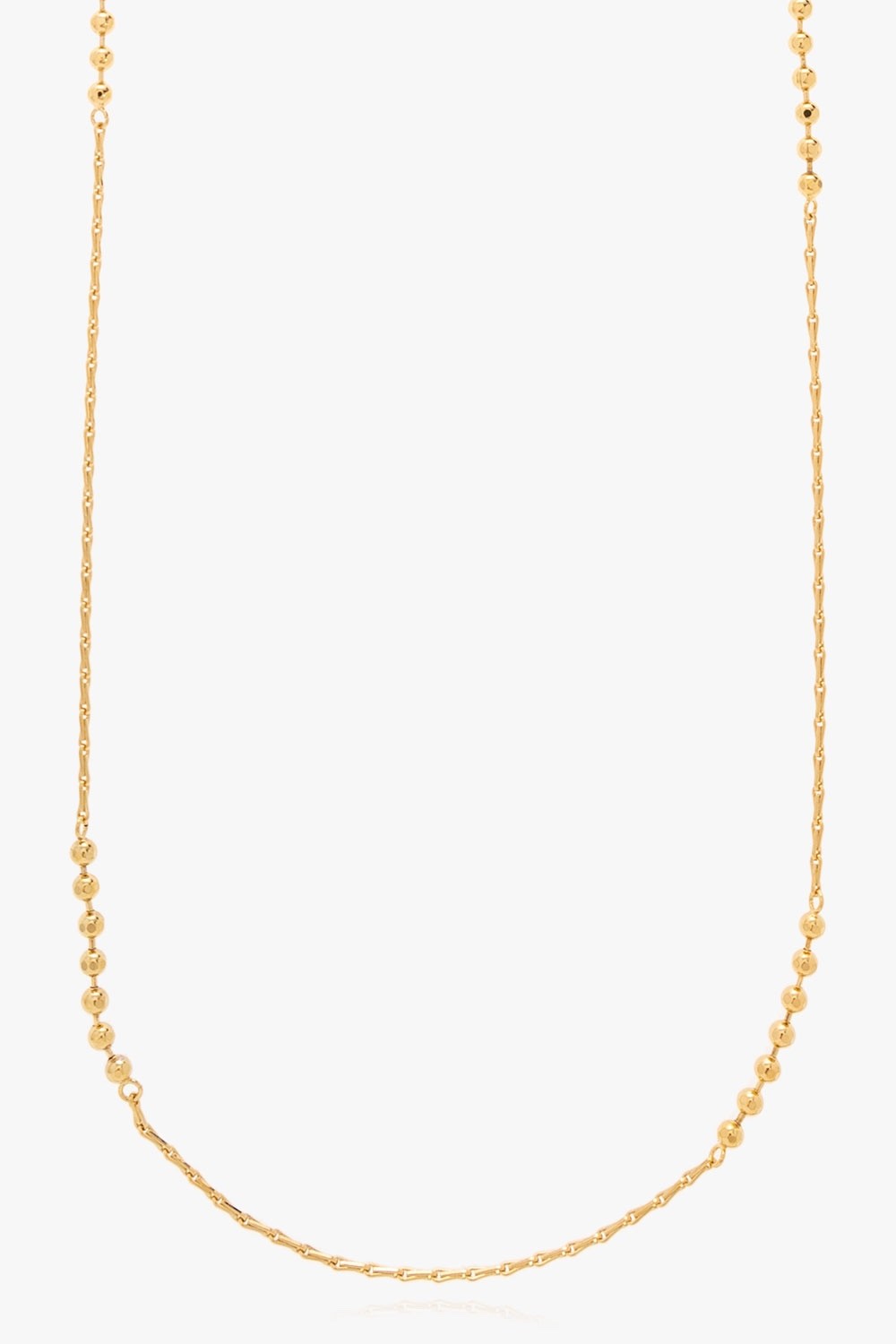 NWT Saint Laurent YSL Ball & Wheat Chain Station Gold Tone Brass Necklace $695