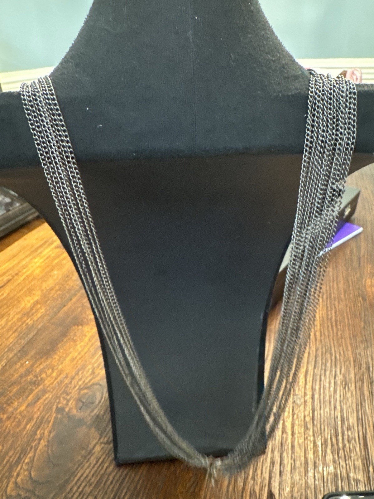 Gunmetal Multi Strand Chain Necklace Layered Statement Fashion Jewelry