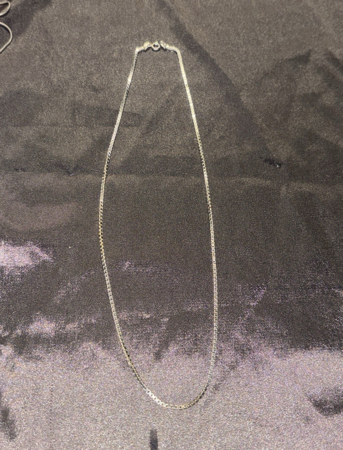 Silver Tone Metal Box Chain Necklace, Spring Ring Clasp, No Stone