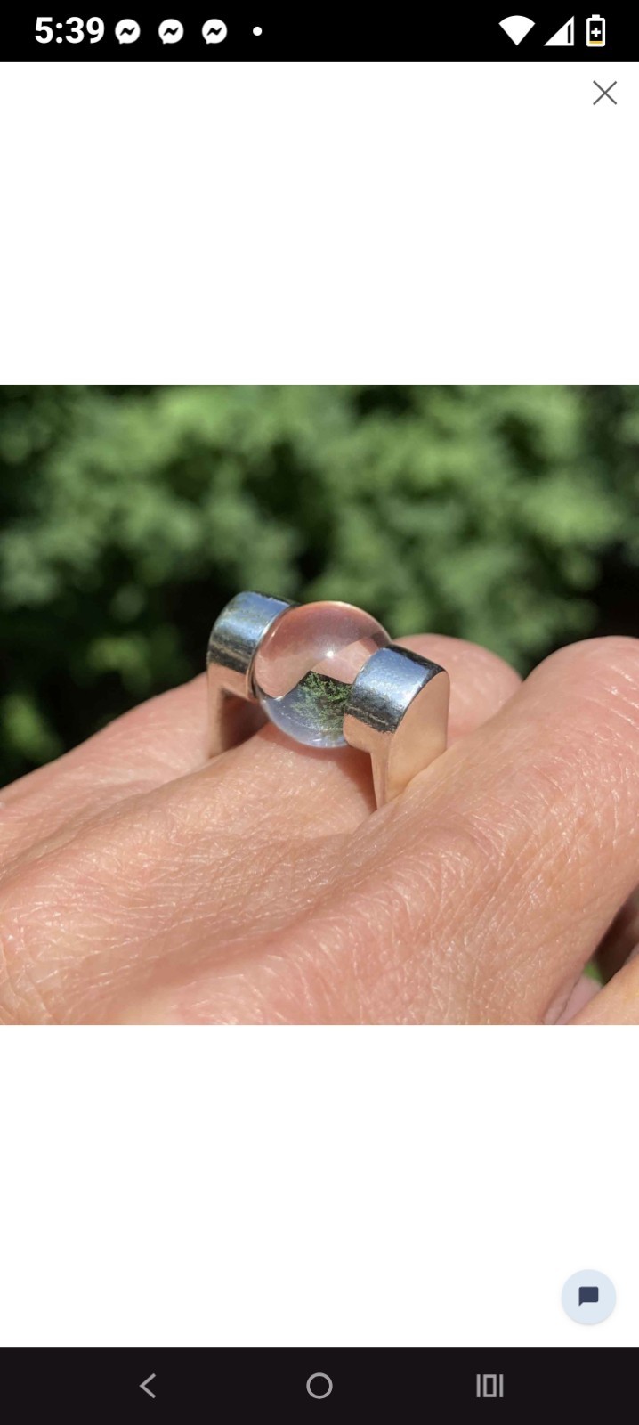 sterling silver crystal ball ring.