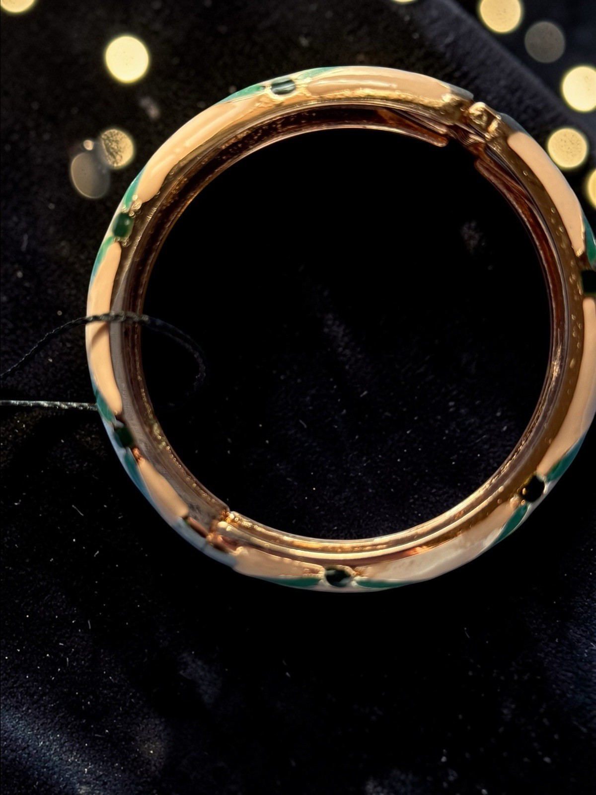 Bangle Bracelet Hinged Pink & Green Gold-tone Brand Avenue 9 NWT