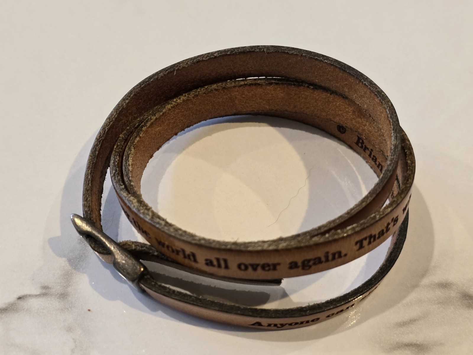 Inspirational Leather Wrap Bracelet Quote Cuff Brown Adjustable Hero Dragon 1117
