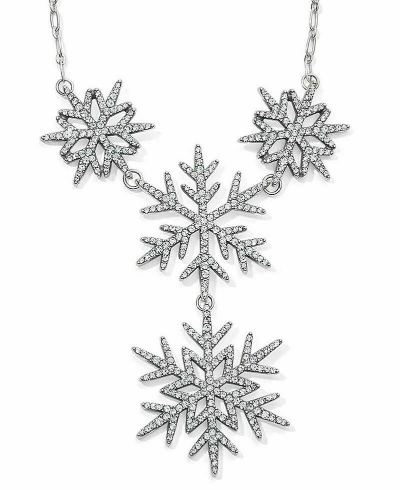 Brighton CRISTALLO Statement Snowflake Crystal Silver Necklace MSRP $148 NWT