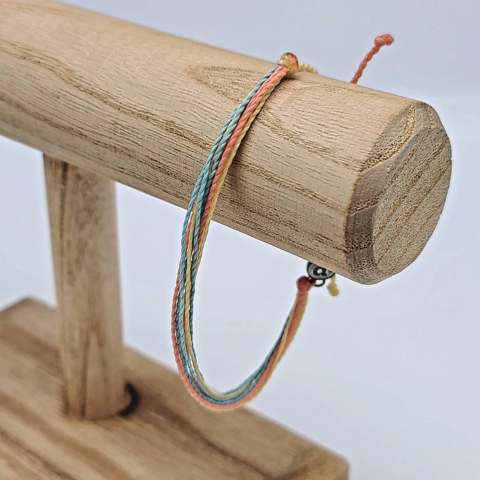Pura Vida Original Bracelet – Butter Cream, Coral & Pacific Blue Wax-Coated Cord