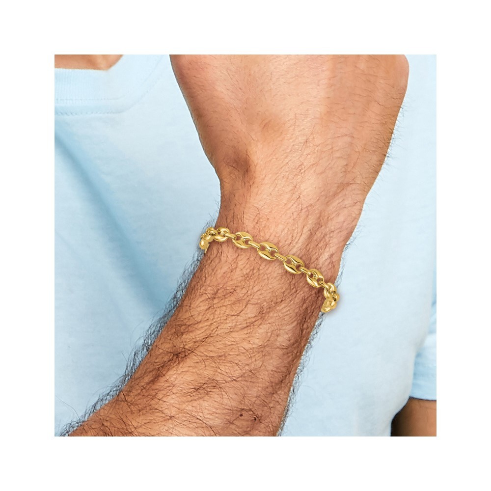 14K Yellow Gold Polished Solid 8.1mm Anchor Chain Bracelet 8.5″