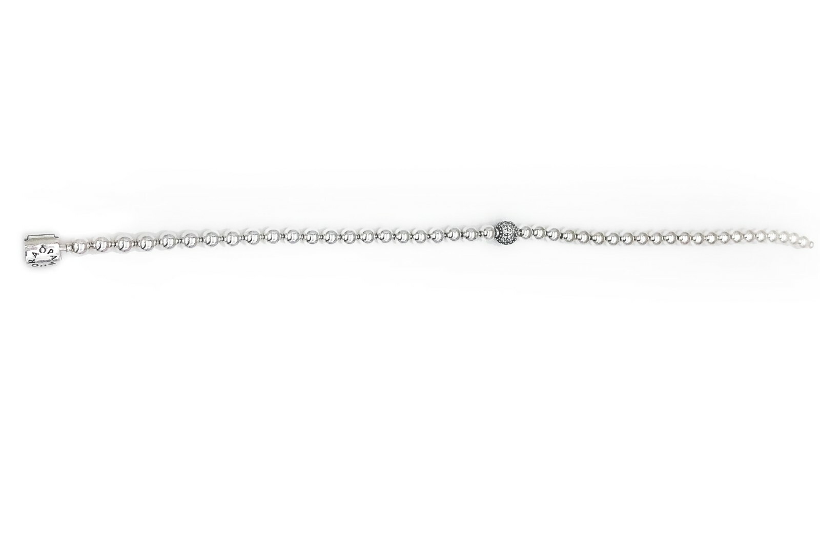 NEW 100% Authentic PANDORA 925 Silver Beads & Pave Clasp Bracelet 598342CZ