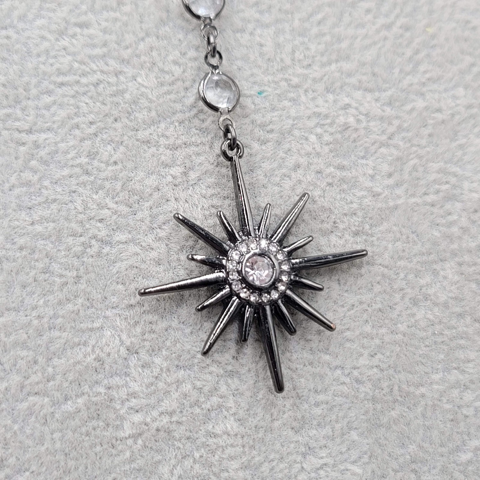 WHBM Celestial Layered Y Drop Necklace Gunmetal Gray 20″+