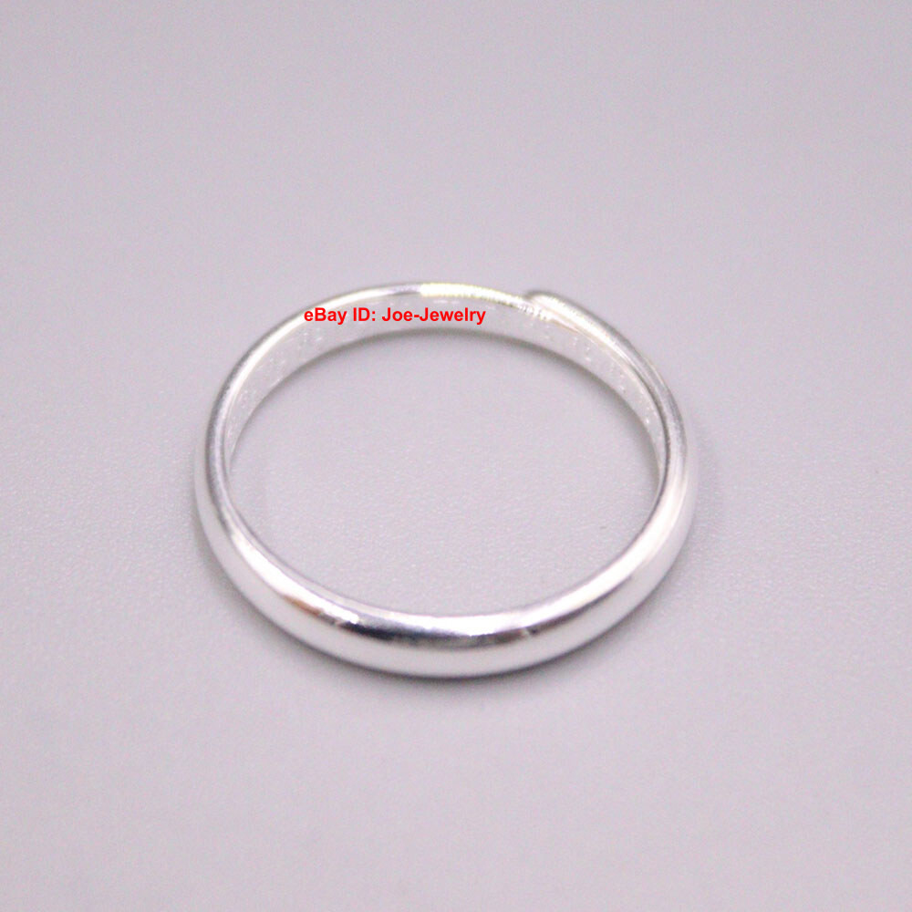 Solid 999 Fine Silver Ring 3mm Glossy Pattern Band Adjustable 6-8 For Women