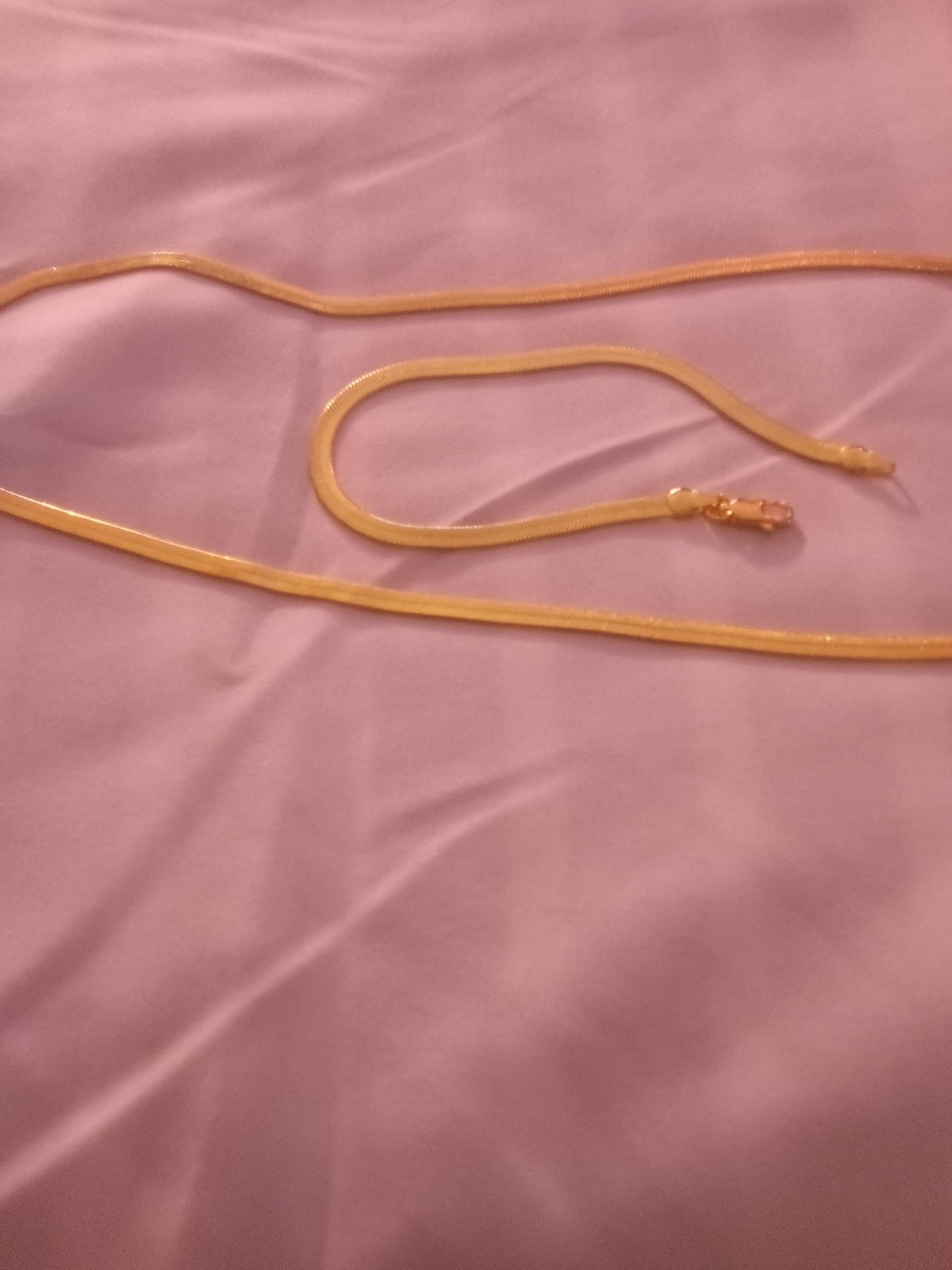 Gold Tone Snake Chain Necklace, Metal, Lobster Clasp, No Stone 28″Neck 8″ Brace