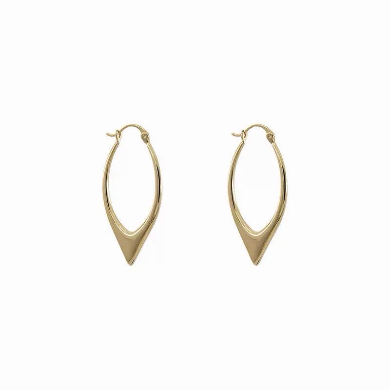 18K Gold Plated Marquise Hoop Earrings Minimalist Geometric Dangle Earrings A43