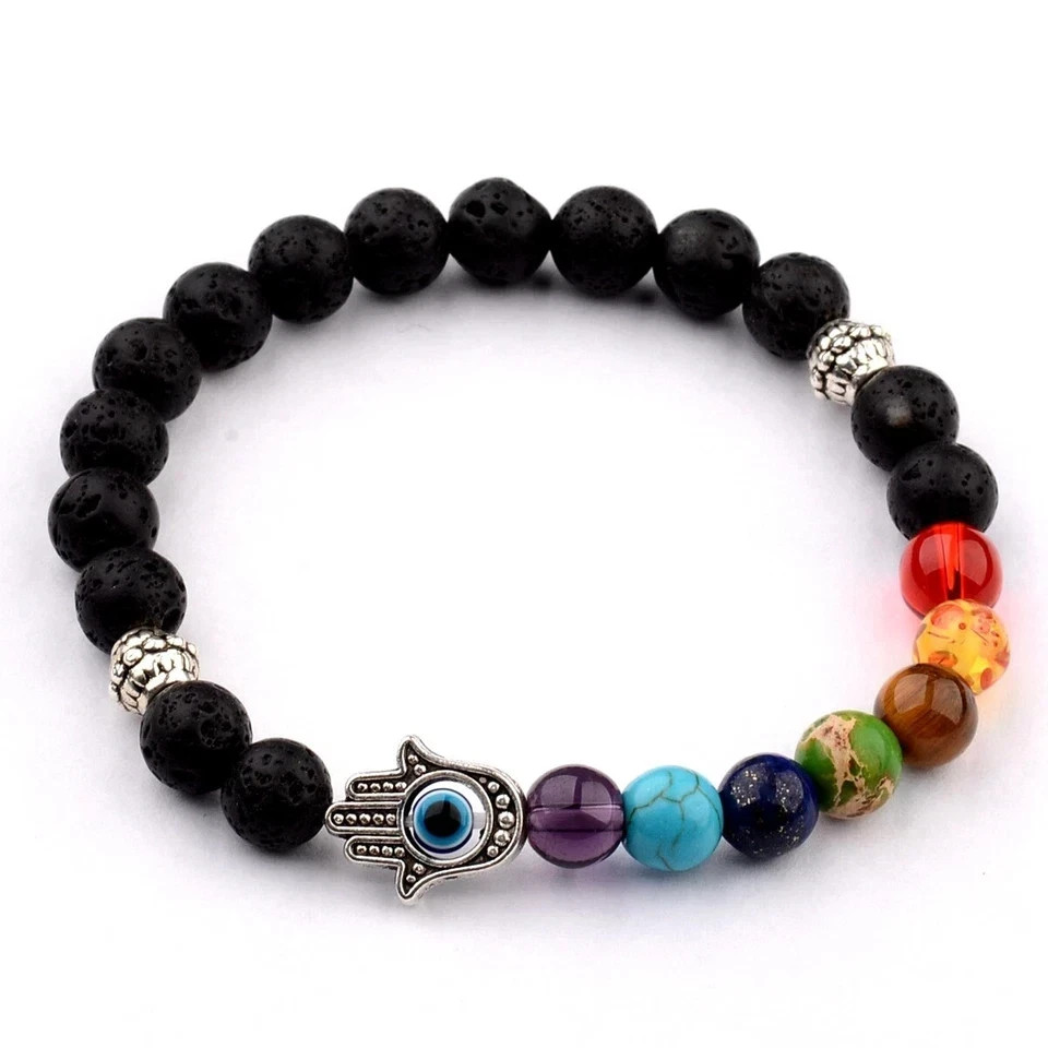 7 Chakra 8mm Natural Stone Beaded Reiki Yoga Energy Women Mens Bracelets Jewelry