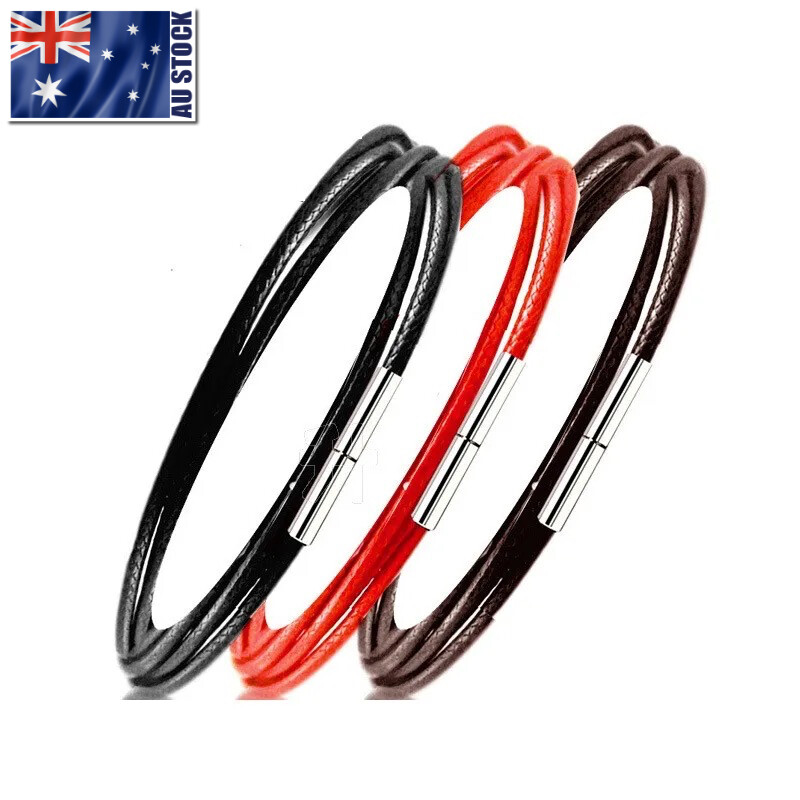1.0/1.5/2/3/4mm Black Woven Necklace Rope Leather Cord Stainless Steel 40-80cm