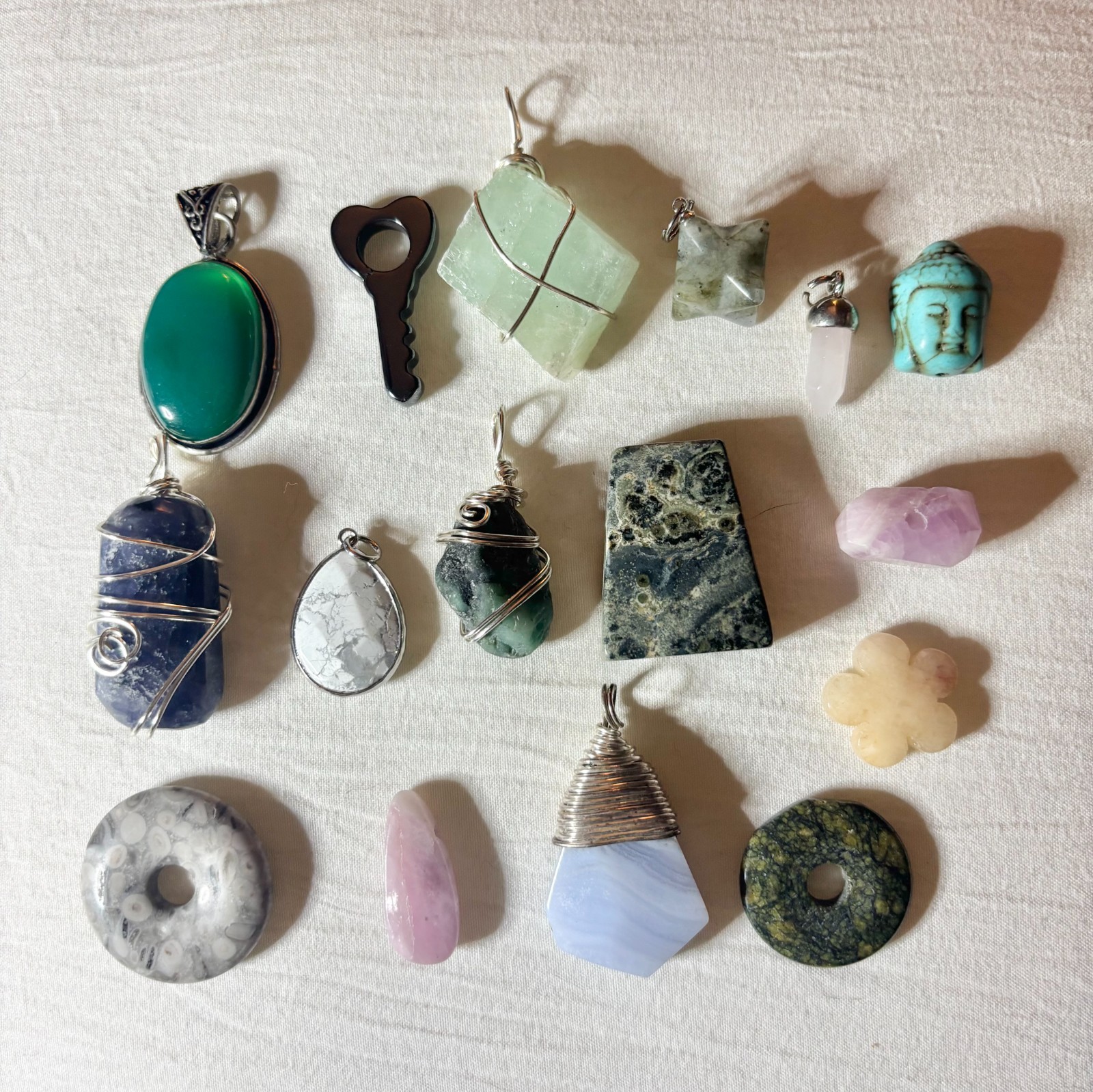 Lovely Lot of 16 Assorted Gemstone Pendants