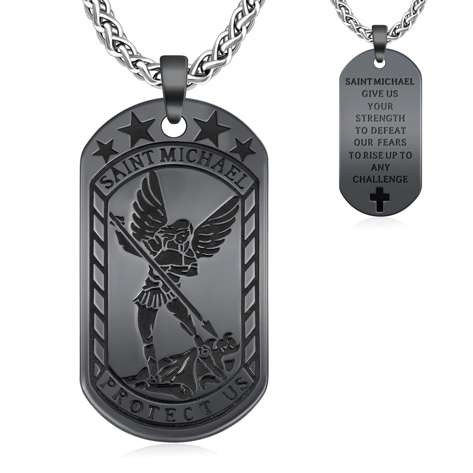 Archangel Michael Necklace 925 Sterling Silver St Michael Pendant for Men St …