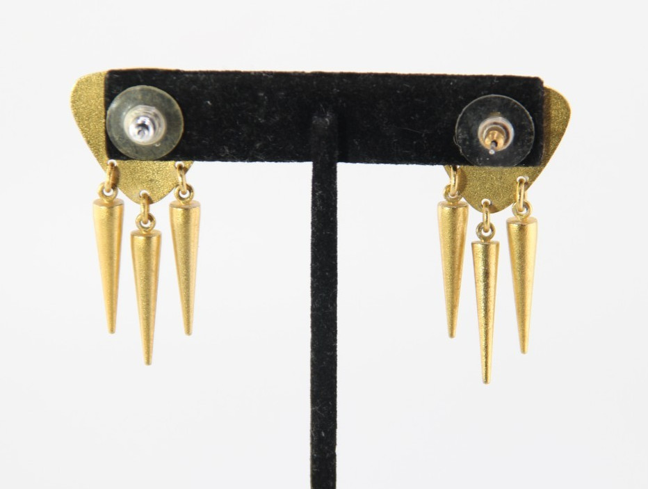 Pierced Earrings Mate Gold Tone Metal Dangle Drop Geometric Shaped
