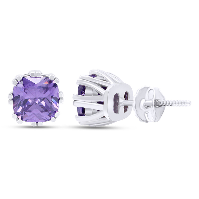 4Ct Solitaire Stud Earring Blue Tanzanite 14K White Gold Plated 925 Solid Silver