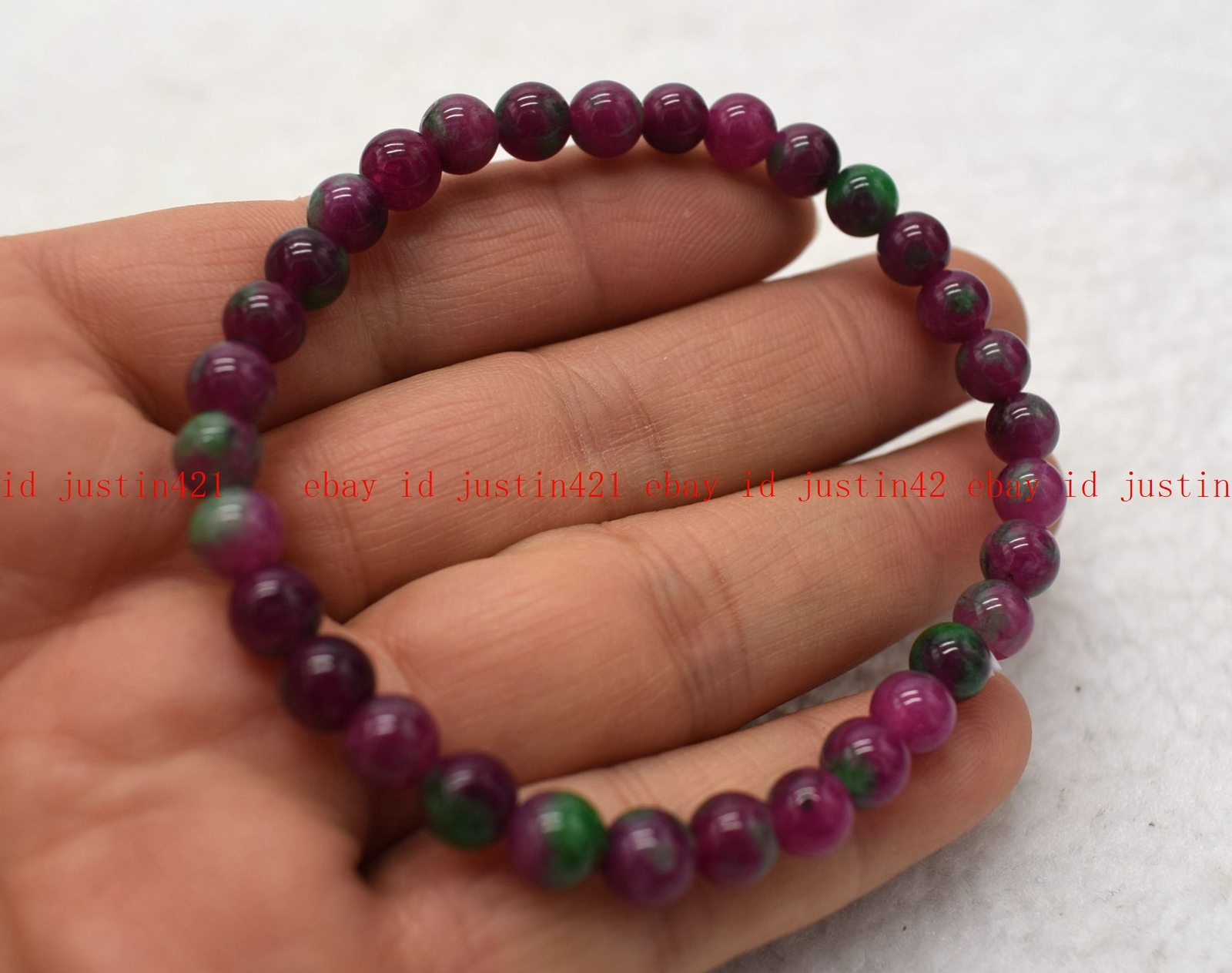 Natural 4/6/8/10/12/14/16/18/20mm Red Gems in Zoisite Round Gems Bracelet 7.5″