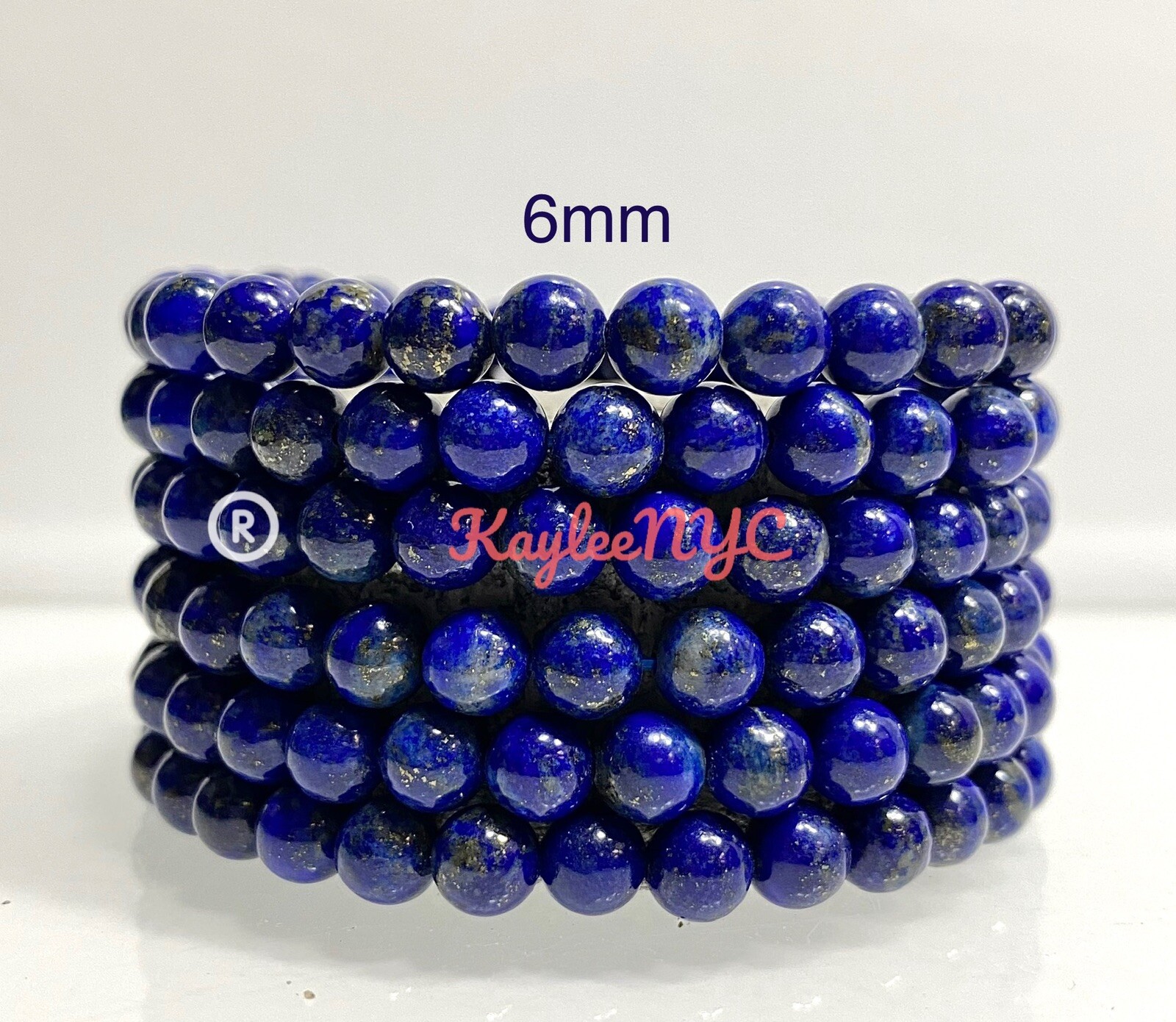 Wholesale 6 Pcs Natural Lapis Lazuli 5-6mm 7.5” Crystal Healing Stretch Bracelet