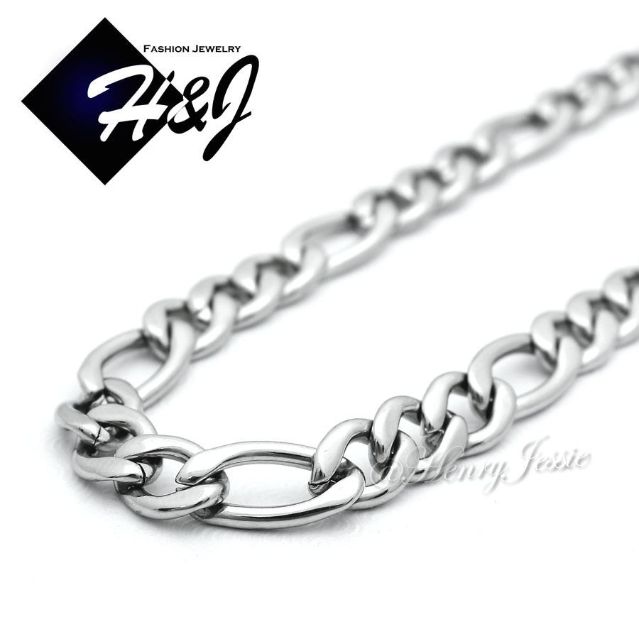 18-40″MEN’s Stainless Steel 6mm Silver Figaro Link Chain Necklace