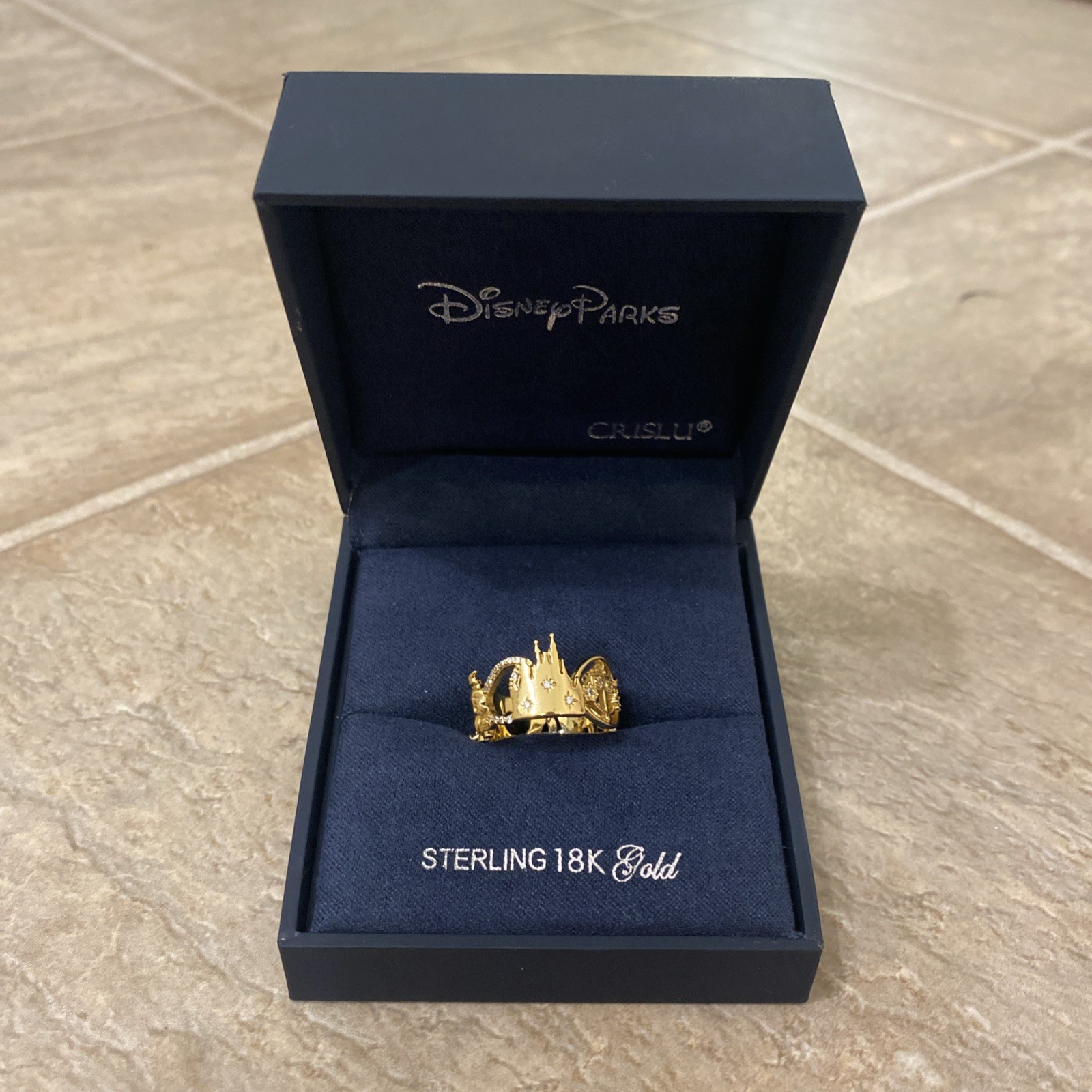 Fantasyland Ring By CRISLU ~ 925 Sterling Silver 18k GOLD Plated Size 7