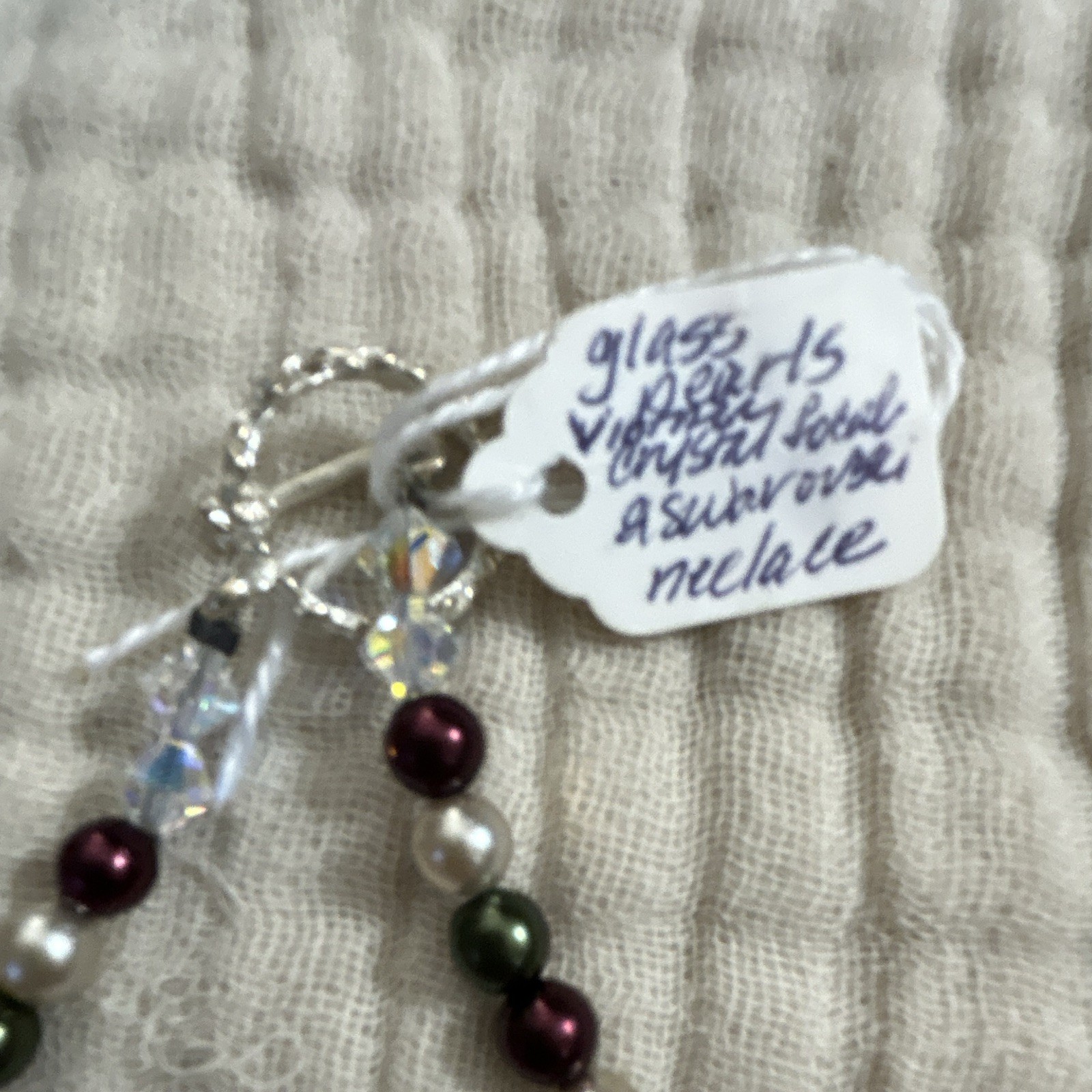 Faceted Glass pearl & Crystal Beaded Necklace Round Glass Pearl Beads