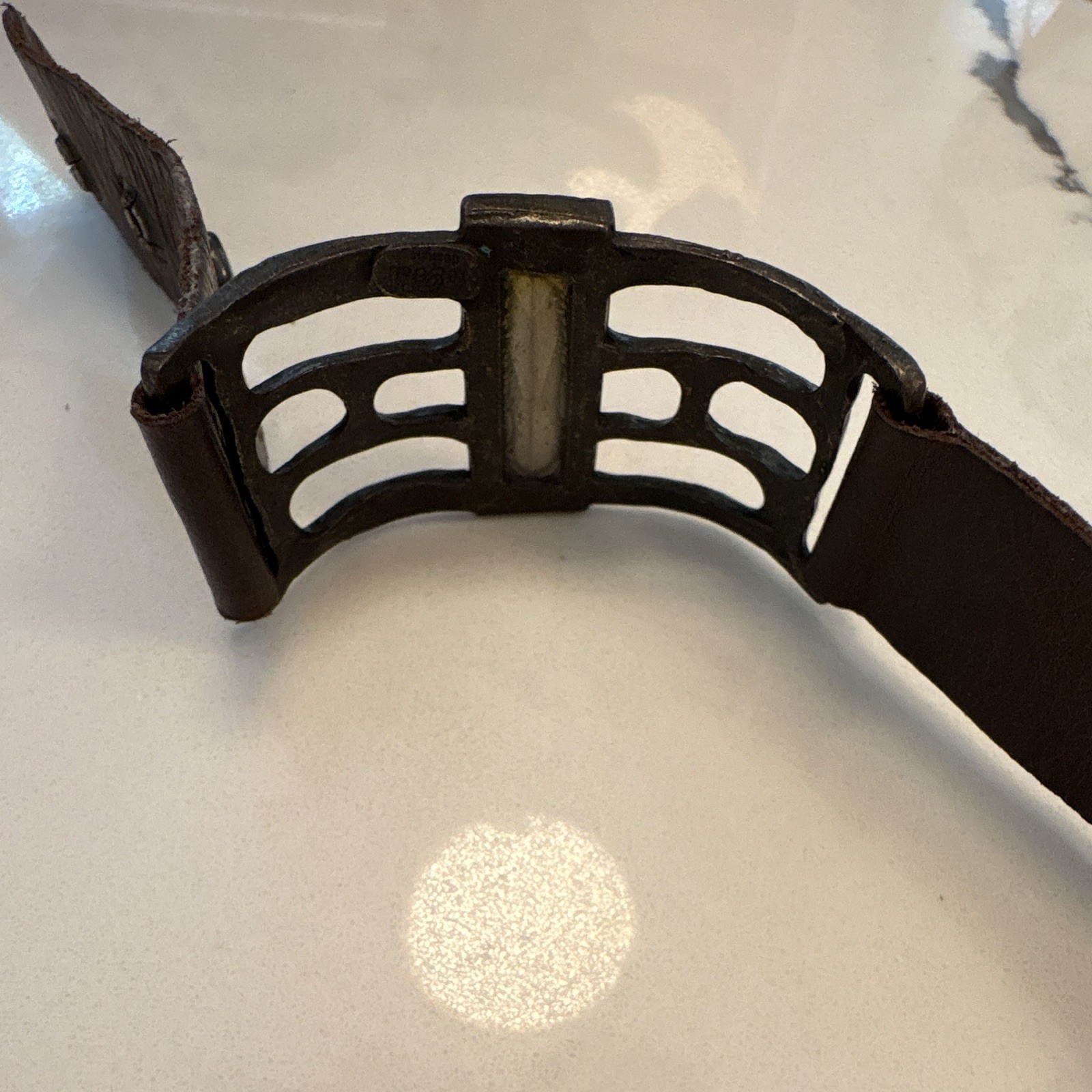 Open Rectangle Leather Bracelet by Rebel Designs